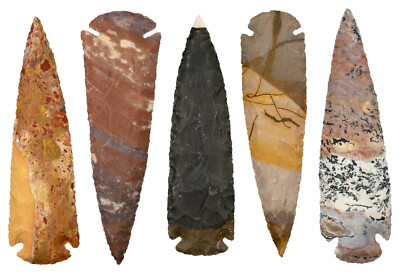 ** (5) - 5'' Flint Spearhead Arrowhead OH Collection Project Point Knife Blade **