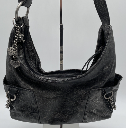 Harley Davidson "Free Spirit" Gris Cuero Metálico Cartera Dijes Tachuelas Cadenas - Imagen 5 de 22