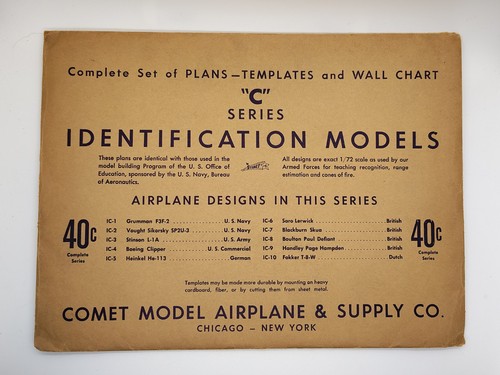 Vtg 1930s Comet Model Airplane & Supply Co. Set Of Plans C Series 1/72 Scale