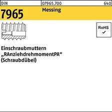 Einschraubmutter DIN 7965 M4x 15 Messing 100 St&uuml;ck