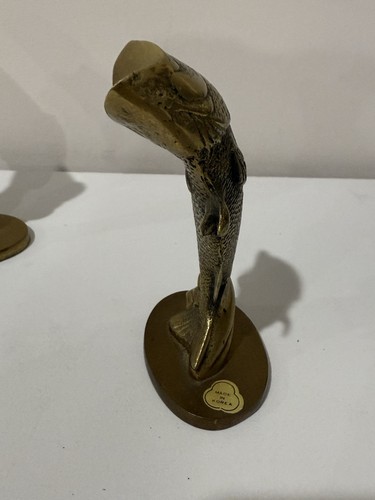 Fermacarte vintage ottone Jumping Bass Fish 5" figure made in Korea lotto di 2 - Foto 6 di 14