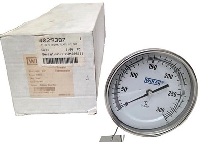 Wika Bimetal TI.52 Thermometer, , 5'' Dia, 1/2'' NPT, Adj Angle, 0-300°C, 9''Length