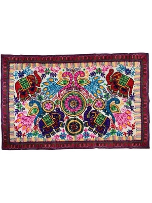 Indischer Wandbehang Tapisserie Multicolor – Handbestickt mit Spiegelarbeit - Bild 1 von 4