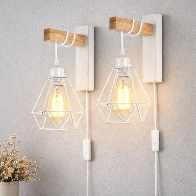 Plug in Wall Sconces 2 Pack Wall Sconce Farmhouse Plug in Wall Light Fixture