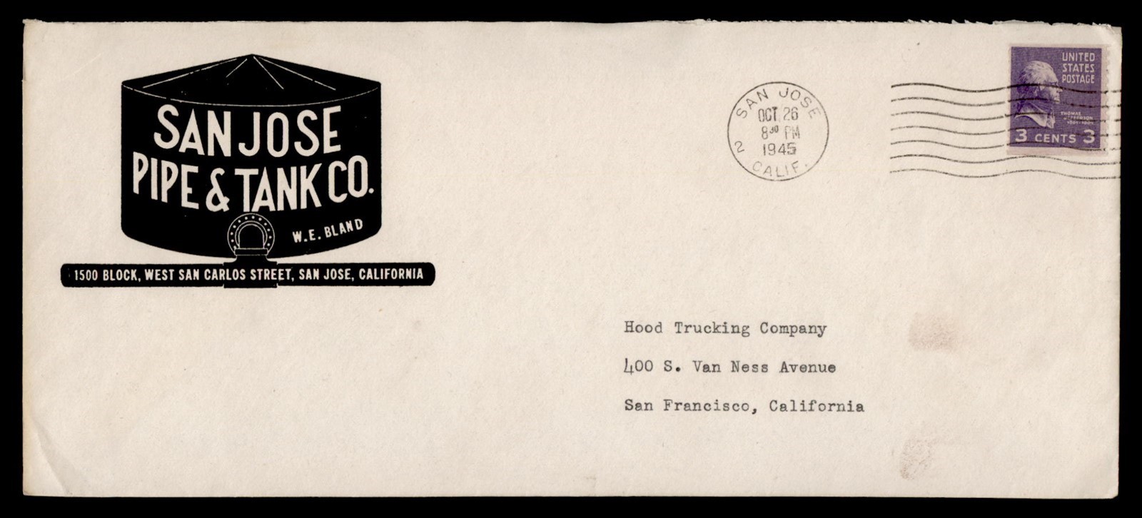 DR WHO 1945 PIPE/TANK ADVERTISING PREXIE COIL SAN JOSE CA M45563