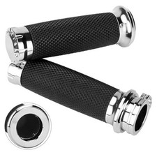 New Upgraded 1 Inch/25mm Motorcycle Handlebar Grips for Harley Touring silver