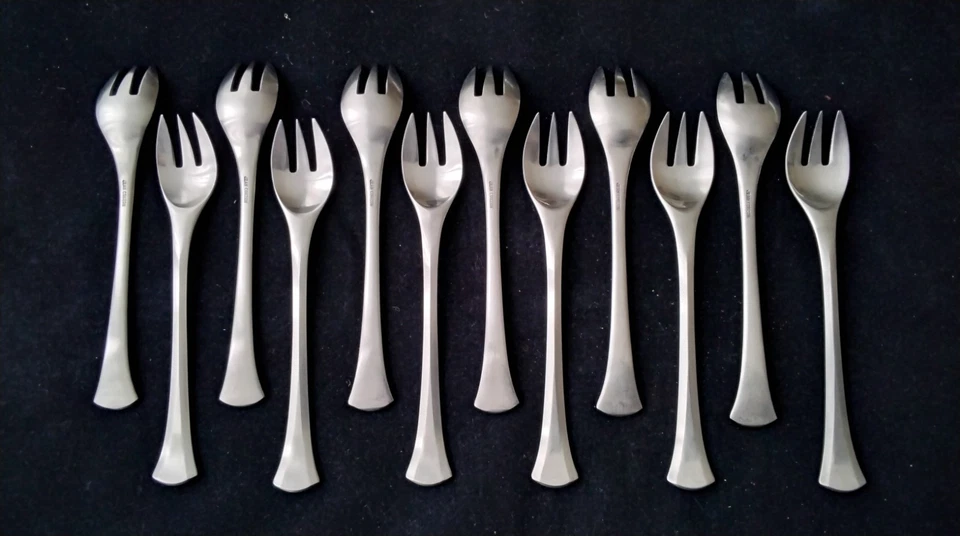 Coffret de 12 fourchettes à huitres en Inox satiné Jean Couzon NOUVEAU - Photo 2/4