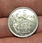 Spain – 5 Peseta Coin – Francisco Franco – Star Date Issue 1957