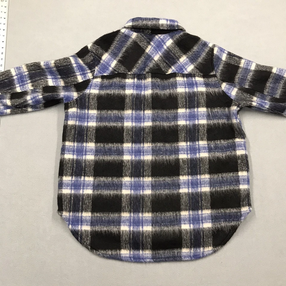 Terra & Sky Shacket 1X Mujer Azul Negro Cuadros Cepillado Botones a Presión Camisa Chaqueta Foto 2 de 4