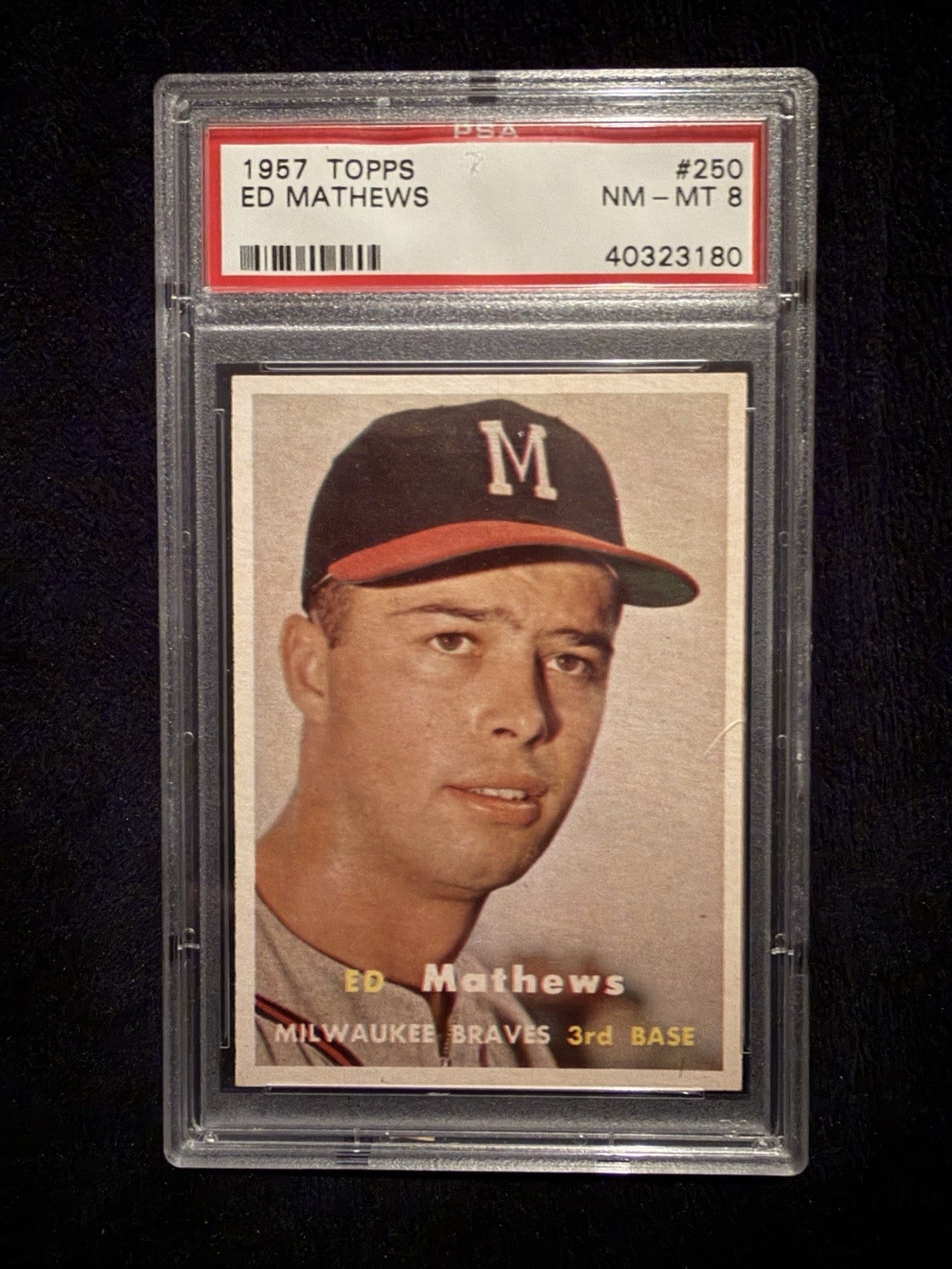 1957 Topps - Eddie Mathews #250 - PSA 8