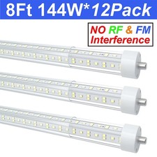 12 Pack T8 8FT FA8 Single Pin 8' LED Tube Bulbs 144W 8Foot LED Shop Light 6500K