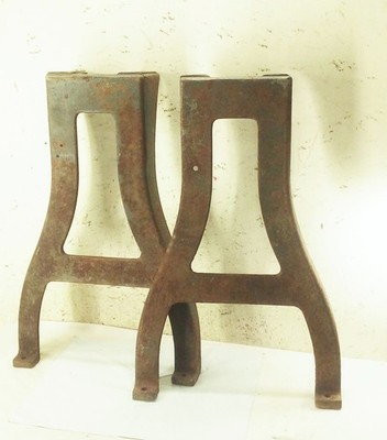 Vtg antique factory machine cast iron legs stand table base industrial steampunk