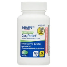 Equate Extra Strength Gas Relief Simethicone 125 mg Softgels, 72 Count,