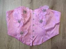 Finesse Saranna Pink Chiffon Flower Satin Corset Top XL
