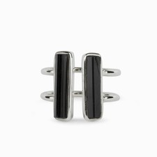 Black Tourmaline Ring 925 Sterling Silver Raw Gemstone Ring Handmade Silver Ring