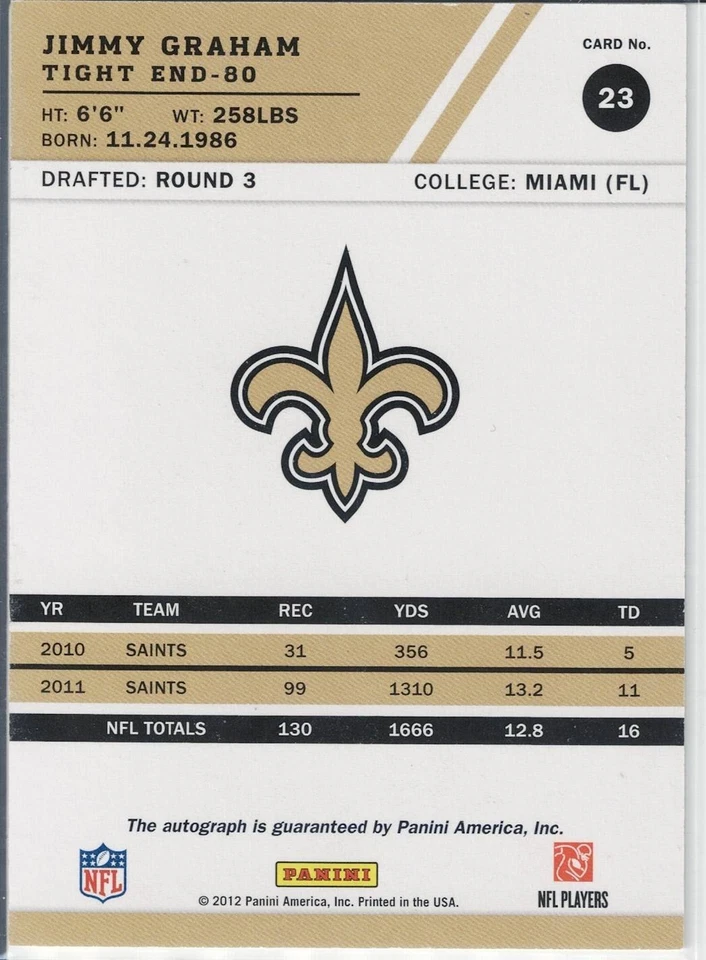 Partitura 2012 - Jimmy Graham #23 Foto 2 de 2