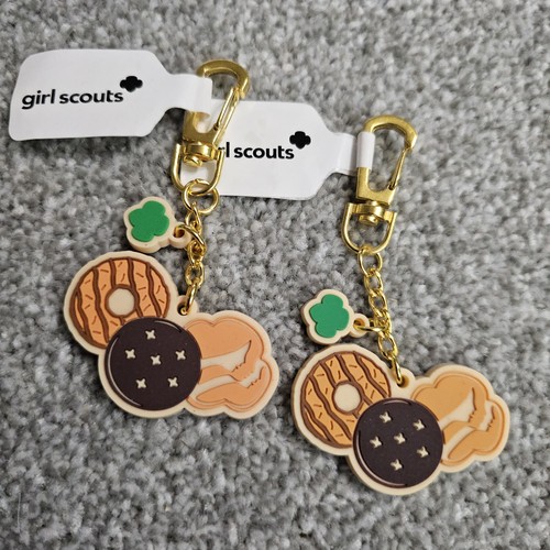 Girl Scouts Cookies Keychain Clip Trefoil Backpack Charm Top Flexible PVC x2