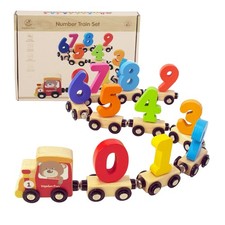 Magnetic Wooden Number Train Set, Montessori Toys for Toddlers
