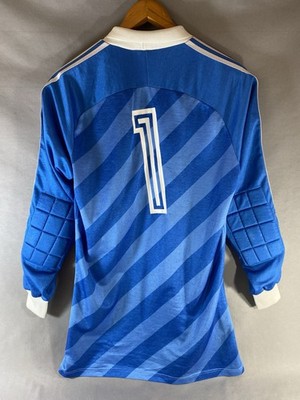 Original Adidas Jersey Torwart Trikot Vintage Trefoil West Germany 80s Blau Nr.1