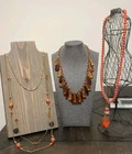 Vintage Orange Necklace Lot of 3 Costume Jewelry