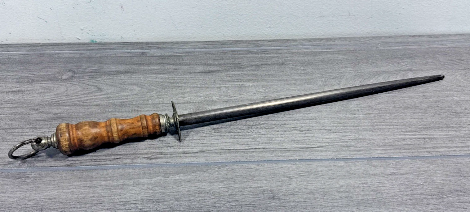 Vintage F. Dick Germany Honing Steel Butcher Knife Sharpening Rod W/Wood Handle
Opens in a new windo