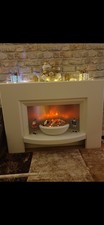 White Electric Fireplace with Flame Effect and LED Lighting for Living Room