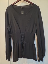 NWT Lane Bryant 18/20 Black Corset Long Sleeve Women  S Top Reg 69.00