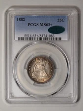 1882 25C Liberty Seated Quarter PCGS MS63+ (CAC)