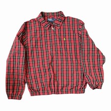 Vintage 90s Polo Ralph Lauren Royal Stewart Tartan Plaid Harrington Jacket -Red