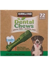 Kirkland Dog Dental Chews Grain Gluten Free 72 Count Large Bag Bulk Treats