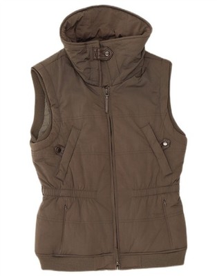 MASSIMO DUTTI Womens Padded Gilet UK 12 Medium Khaki Nylon BH10