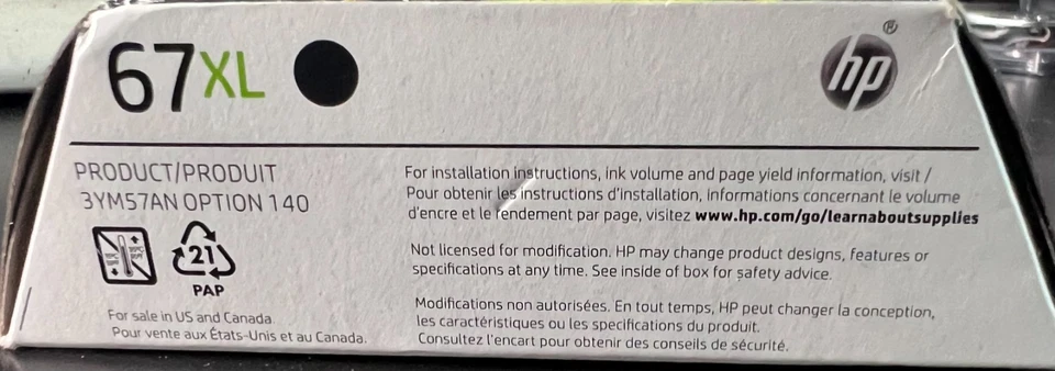 HP 67XL Black Ink Cartridge 3YM57AN High Yield 2404 - Image 3 of 3