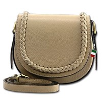 Florence UmhäNgetasche Damen Schultertasche Satteltasche Echtleder Taupe OTF806C