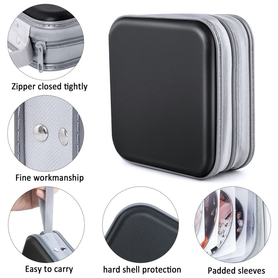 Bivisen CD Case, DVDS Wallet Holder, CD/DVD Case 40 40 Capacity, Black ...