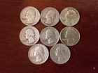 $2 FV 8 CT SILVER WASHINGTON QUARTERS PRE-1964 GOOD CONDITION 90% SILVER 25C