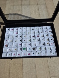 Lote de colección de piedras preciosas naturales sueltas facetadas mixtas 77 vitrina tarro de gemas