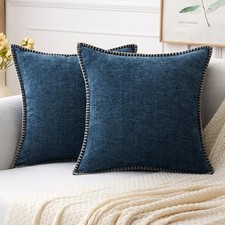 Pack of 2 Couch Throw Pillow Covers 18x18 Inch 18" x 18" Pack of 2 Dark Blue