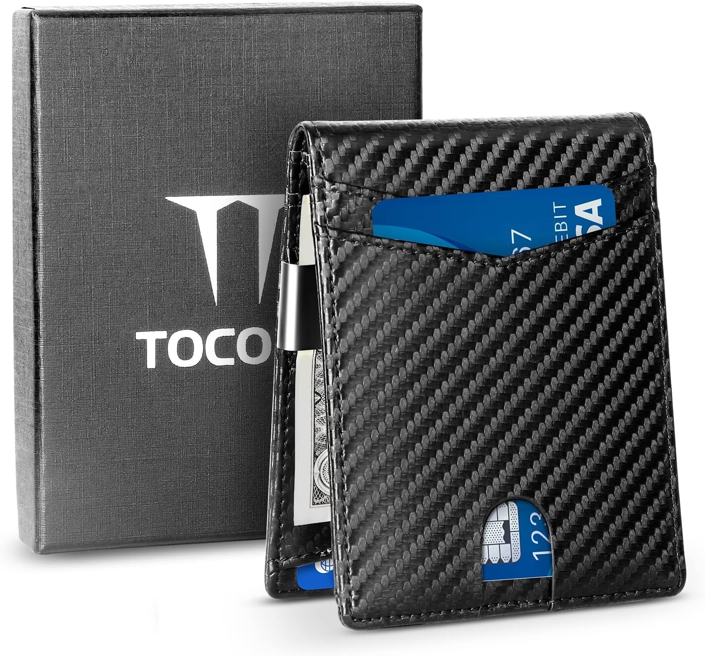 Slim RFID Blocking Card Holder Wallet Money Clip for Men - Minimalist Design  -image