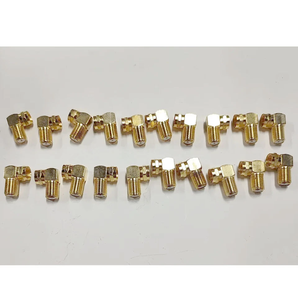 20X 90Degree Right Angle Gold Plated F RG59 RG6U Coaxial Coax Connector Adapters - Image 3 of 4