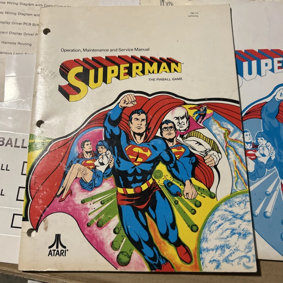 Juego original de fábrica Superman Atari Pinball juego arcade manual del propietario Foto 2 de 4