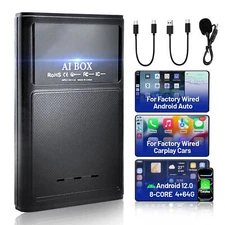 Wired to Wireless Apple CarPlay Android Auto Adapter Converter AI Box Snapdragon