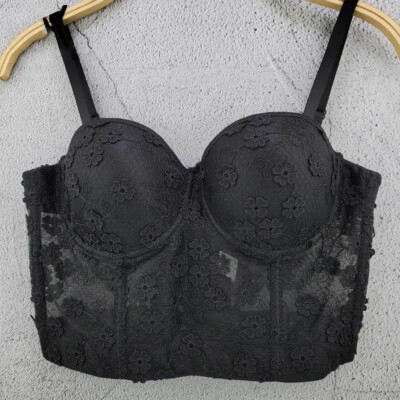 black lace bustier crop top