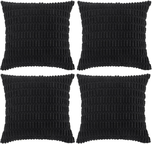 4 Packs Boho Black Decorative Throw Pillow Covers 18X18 Inch for Living Room Cou