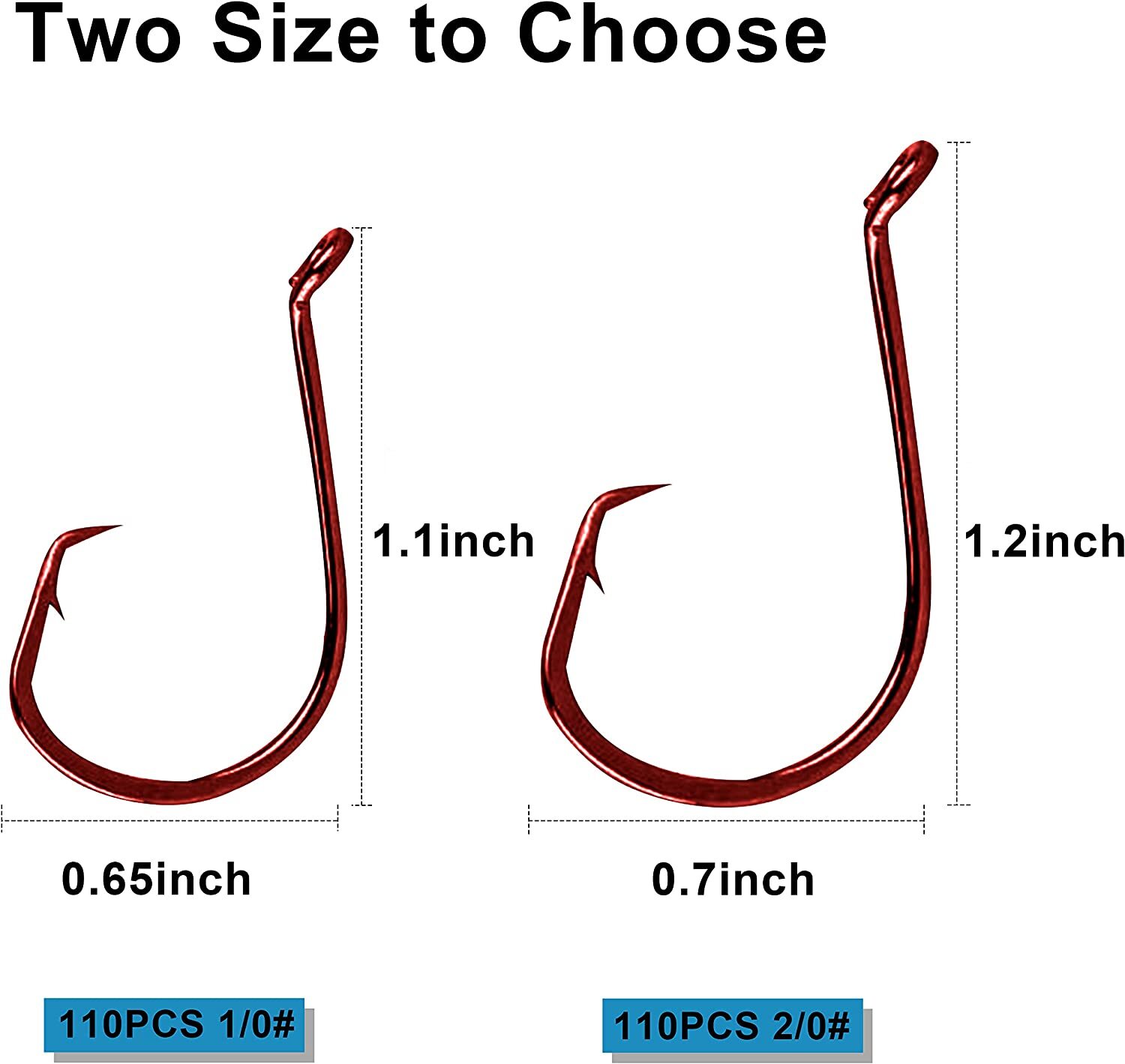 100pcs 2X Strong Octopus Offset Circle Fishing Hooks Bass Catfish