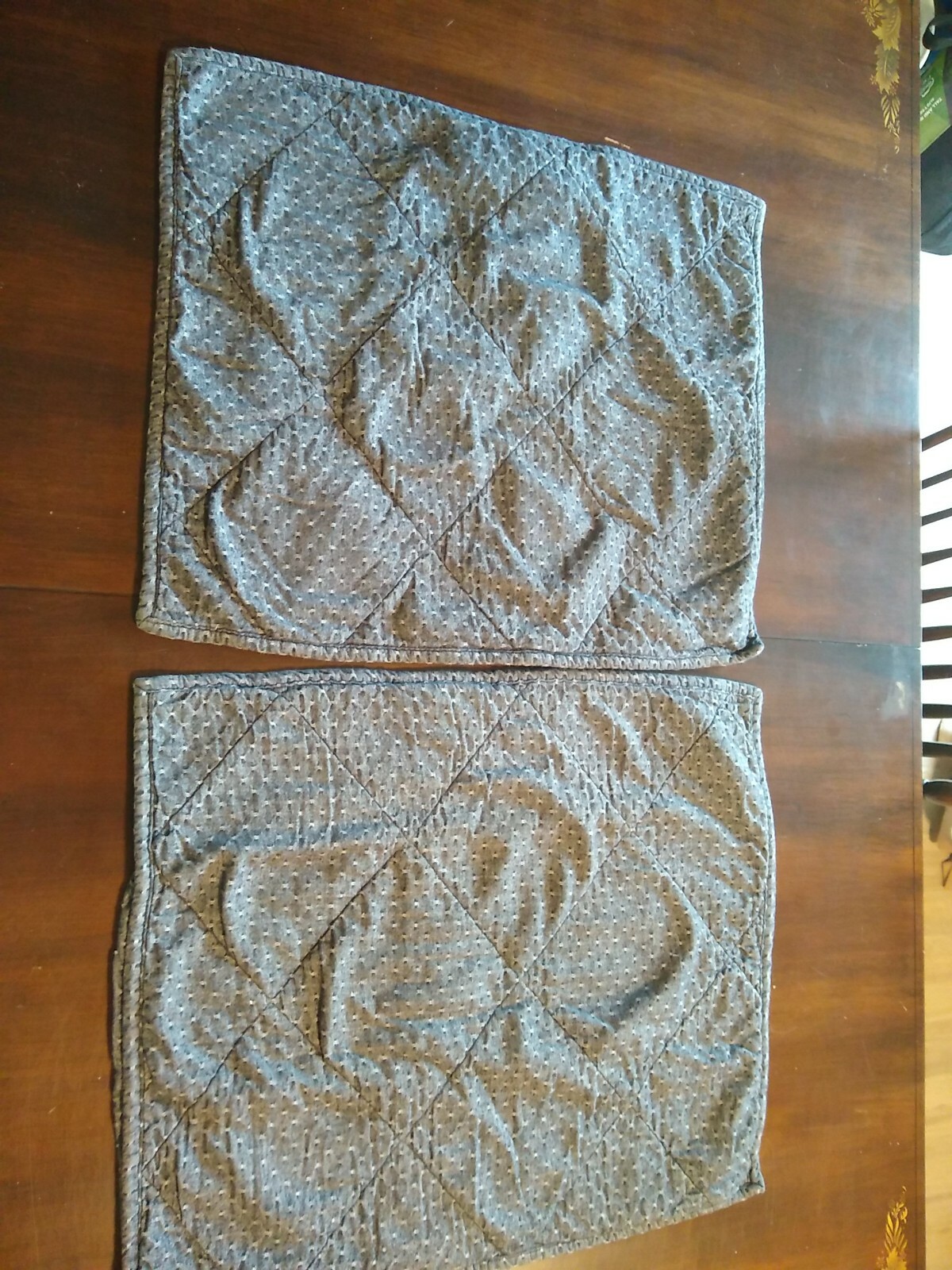 Pottery Barn WEST ELM Pillow Shams Pair Blue Diamond Stitched Denim 20