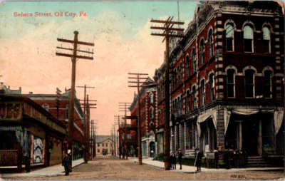Vintage Postcard Seneca Street Oil City Pennsylvania Historic Town Architecture