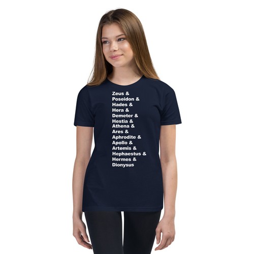 Greek Mythology Gods Pantheon List of Demigod Names Youth Short Sleeve Shirt - Picture 4 of 11