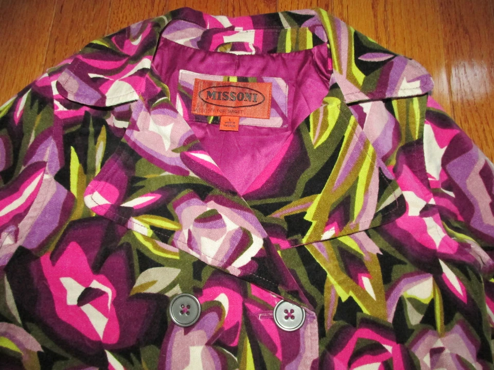 Chaqueta gabardina Missoni for Target Girls talla L púrpura pasión floral terciopelo Foto 2 de 4
