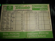 pubblicita' SCHEDINA CON 14 PARTITA DELL'2/12/73- TOTOCALCIO vintage COLLEZIONE