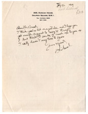 William Hare, 4th Earl of Listowel Signed Letter 1939 / Autographed